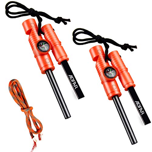 AOFAR 5-in-1 Fire Starter (2-Pack) for Outdoor Camping