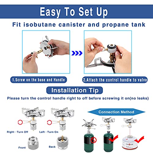 Caudblor Portable Camping Stove Burner with Butane Adapter