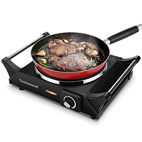 Portable Electric Stove with Adjustable Temperature, Stay Cool Handles
