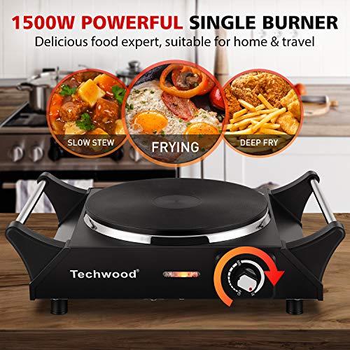 Portable Electric Stove with Adjustable Temperature, Stay Cool Handles