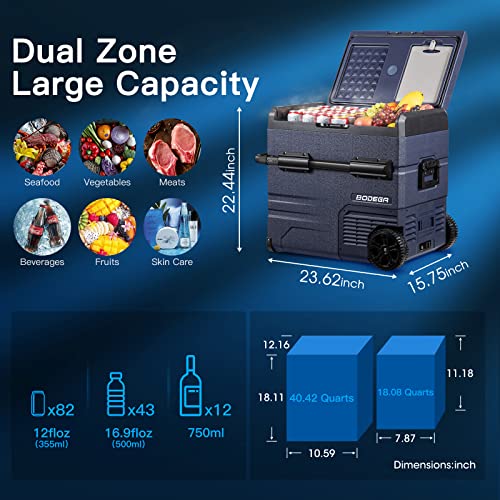 BODEGACOOLER 12V Refrigerator & Freezer, Dual Zone - 59 Quart