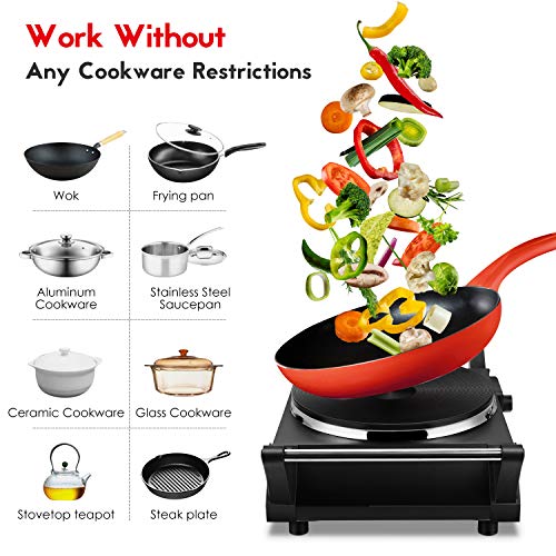 Portable Electric Stove with Adjustable Temperature, Stay Cool Handles