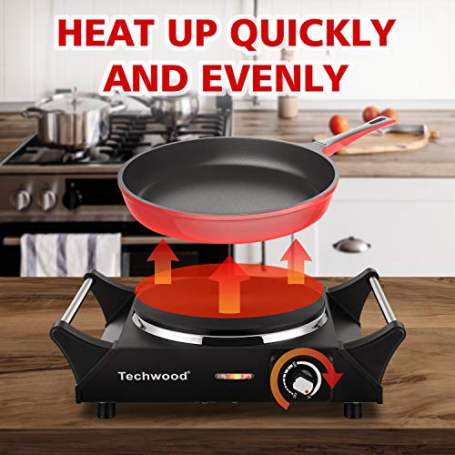 Portable Electric Stove with Adjustable Temperature, Stay Cool Handles