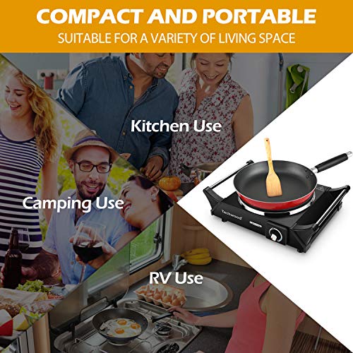 Portable Electric Stove with Adjustable Temperature, Stay Cool Handles