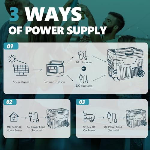 12V Portable Refrigerator with Wheels, 53 Quart