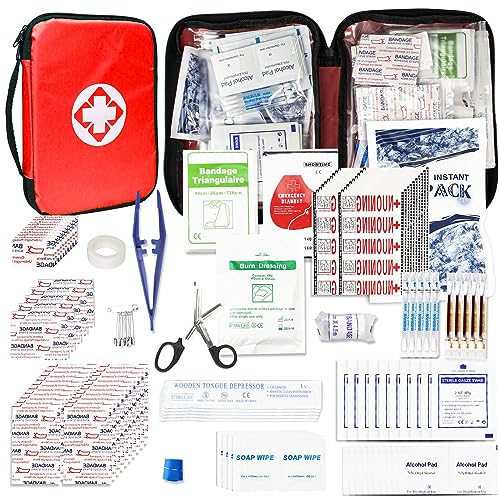 300PC Red Travel First Aid Kit - Essential for Camping & Hiking