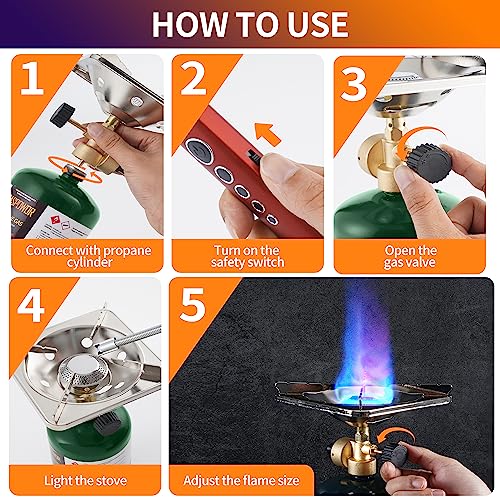 GASPOWOR Portable Backpacking Propane Stove with USB Lighter