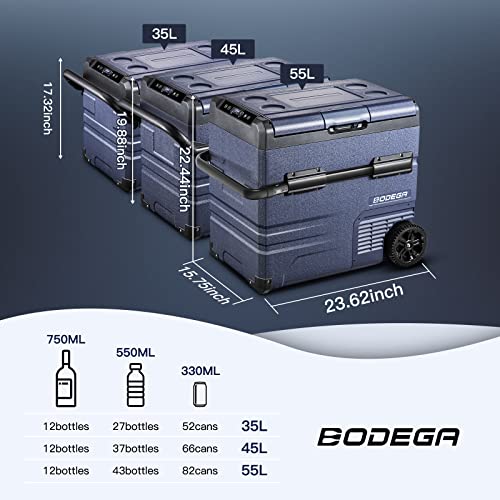 BODEGACOOLER 12V Refrigerator & Freezer, Dual Zone - 59 Quart