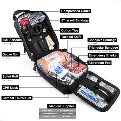 Emergency Survival First Aid Kit with Tourniquet & More