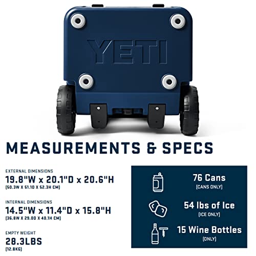 YETI Roadie 48 Wheeled Cooler, Navy, Retractable Handle