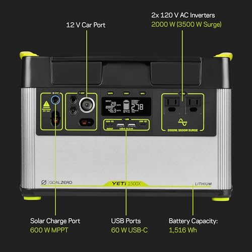 Goal Zero Yeti 1500X Portable Power Station - Solar Generator for Camping