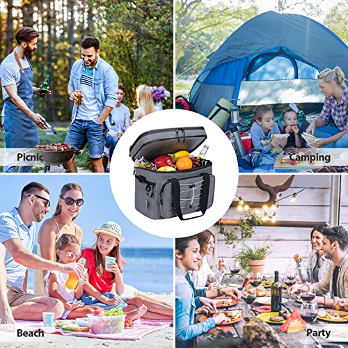 30-Can Collapsible Camping Cooler Bag for Outdoors, Grey