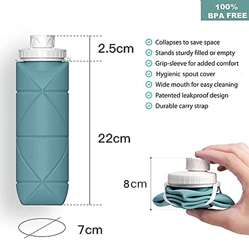 Collapsible Leakproof 20oz Water Bottle for Camping & Hiking