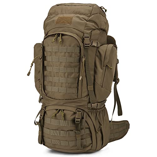 60L Molle Hiking Backpack with Rain Cover - Khaki