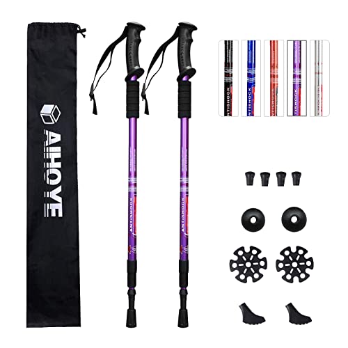 Aihoye Collapsible Trekking Poles, Lightweight, Anti Shock, Purple