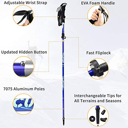 Covacure Aluminum Trekking Poles with Quick Lock System