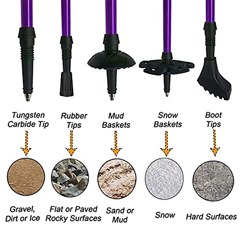 Aihoye Collapsible Trekking Poles, Lightweight, Anti Shock, Purple