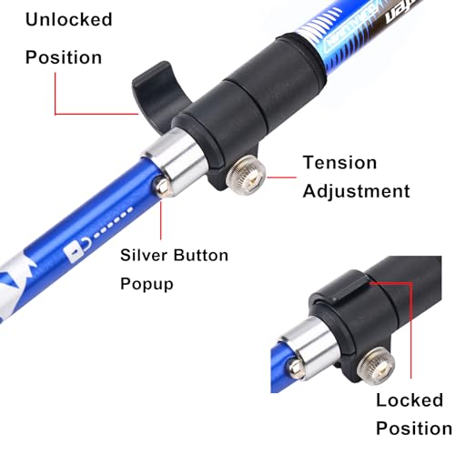 ALAFEN Aluminum Ultralight Travel Trekking Hiking Pole Blue