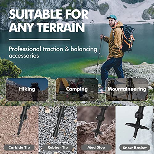 Adjustable Hiking Poles - Lightweight Aluminum Trekking Poles