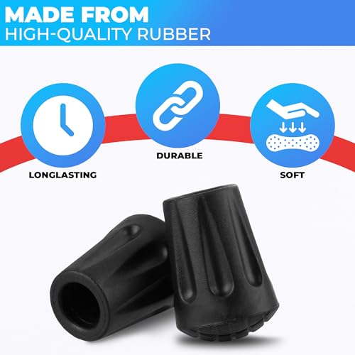 6 Pcs Rubber Hiking Pole Tips for Walking
