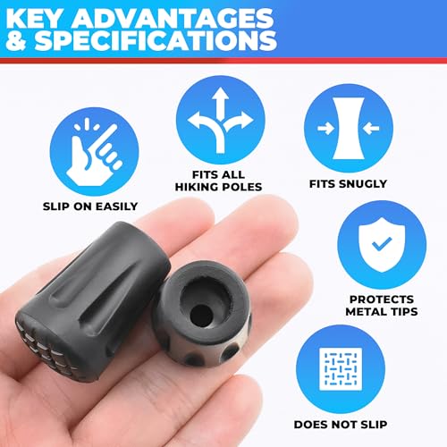 6 Pcs Rubber Hiking Pole Tips for Walking