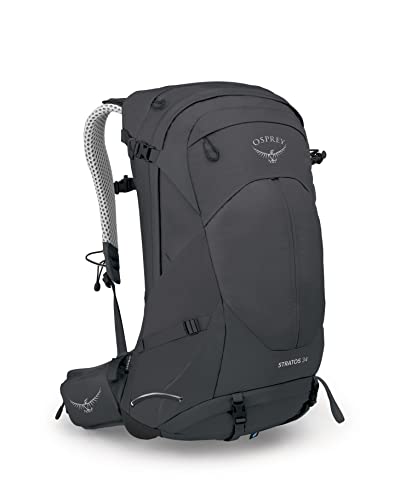 Osprey Stratos 34L Men's Hiking Backpack in Tunnel Vision Grey