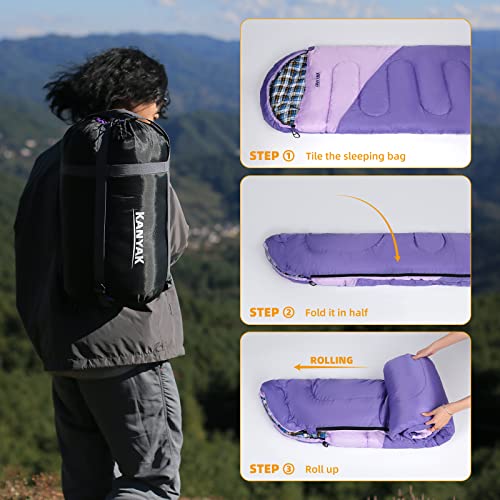 Water-Resistant Purple Sleeping Bag for Camping and Hiking