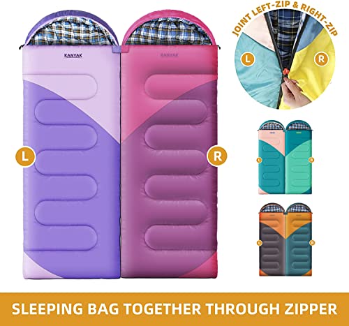 Water-Resistant Purple Sleeping Bag for Camping and Hiking