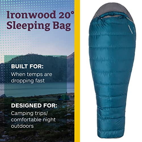 Marmot Ironwood Mummy Sleeping Bag | Lightweight, 20-Degree, Denim/Steel