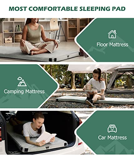 Willpo Memory Foam Camping Mattress Lightweight, Waterproof Gray