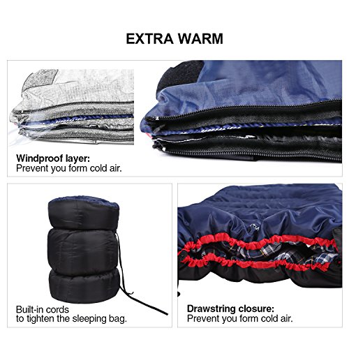 REDAMP Flannel Sleeping Bag for Camping, Hiking, Climbing
