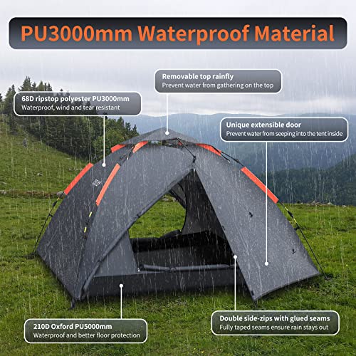 3 Person Waterproof Instant Pop Up Camping Dome Tent
