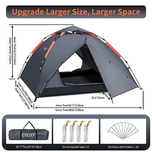 3 Person Waterproof Instant Pop Up Camping Dome Tent