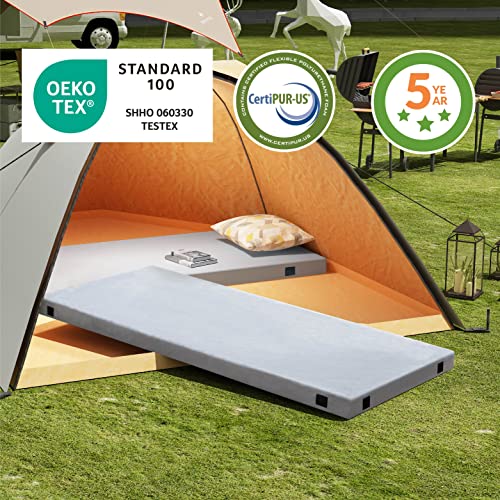 Portable Memory Foam Camping Mattress for Kids, Grey