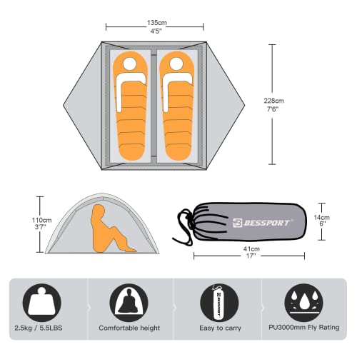 Bessport Lightweight Camping Tent for 2 Person