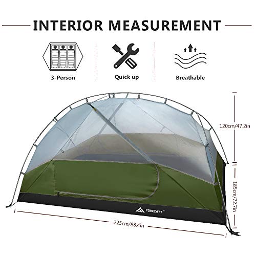 Forceatt 3 Person Camping Tent: Waterproof, Windproof, Ultralight
