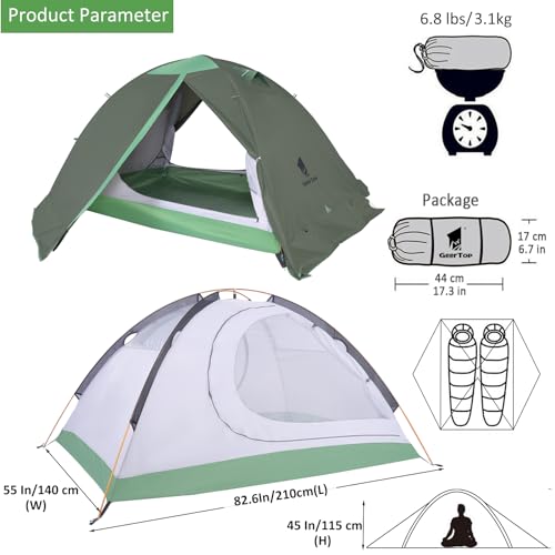 GEERTOP 2 Person 4 Season Backpacking Tent Lightweight