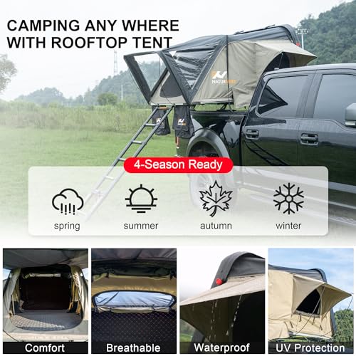 Naturnest Hard Shell Rooftop Tent for Camping, 3-Person