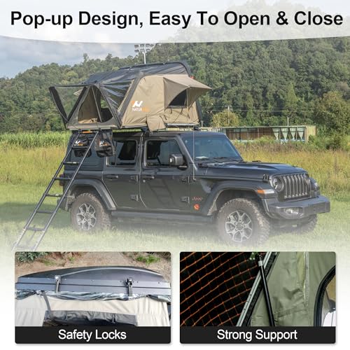 Naturnest Hard Shell Rooftop Tent for Camping, 3-Person