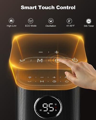 Portable 1500W Oscillating Space Heater with Remote