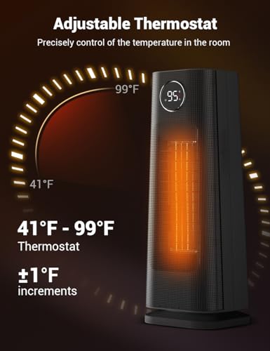 Portable 1500W Oscillating Space Heater with Remote