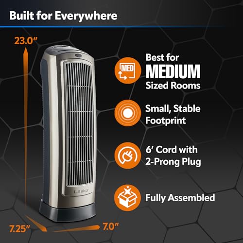 Lasko 1500W Digital Ceramic Tower Heater
