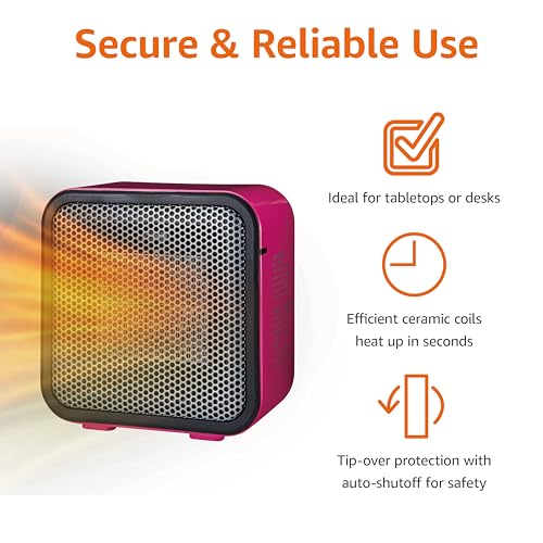 Mini Ceramic Space Heater - 500W, Pink