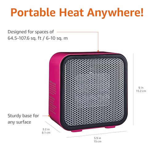 Mini Ceramic Space Heater - 500W, Pink