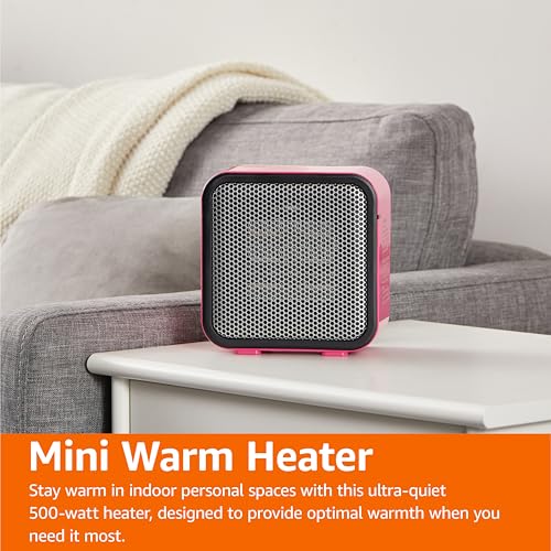 Mini Ceramic Space Heater - 500W, Pink