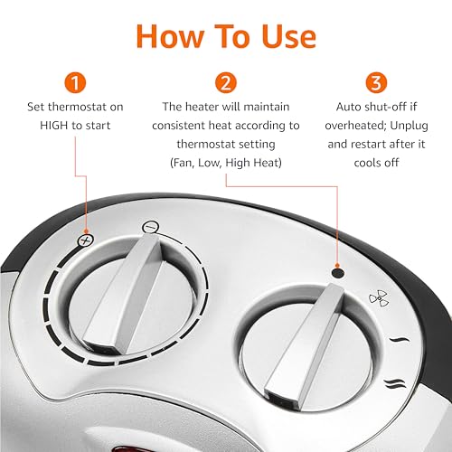 Portable Ceramic Space Heater with Adjustable Thermostat