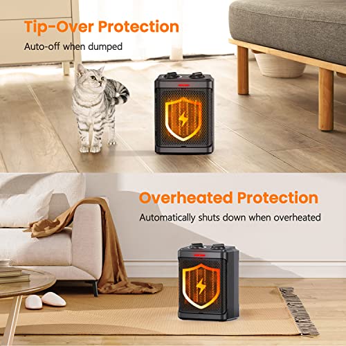 Andily Electric Space Heater with Thermostat - Matte Black