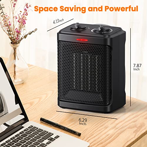 Andily Electric Space Heater with Thermostat - Matte Black