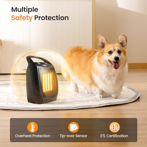 Kismile Portable Ceramic Space Heater with Thermostat
