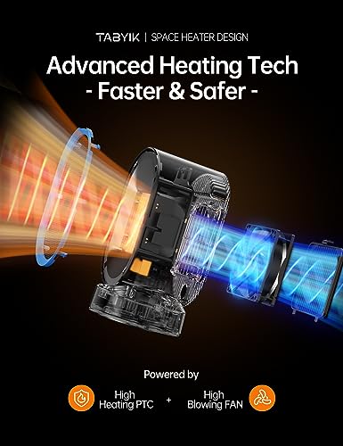 TABYIK Portable 45° Oscillating Space Heater